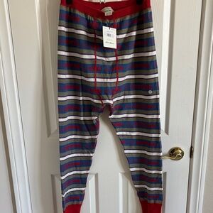 The Great and Eddie Bauer Blue and Red Striped Thermal Bottoms S NWT